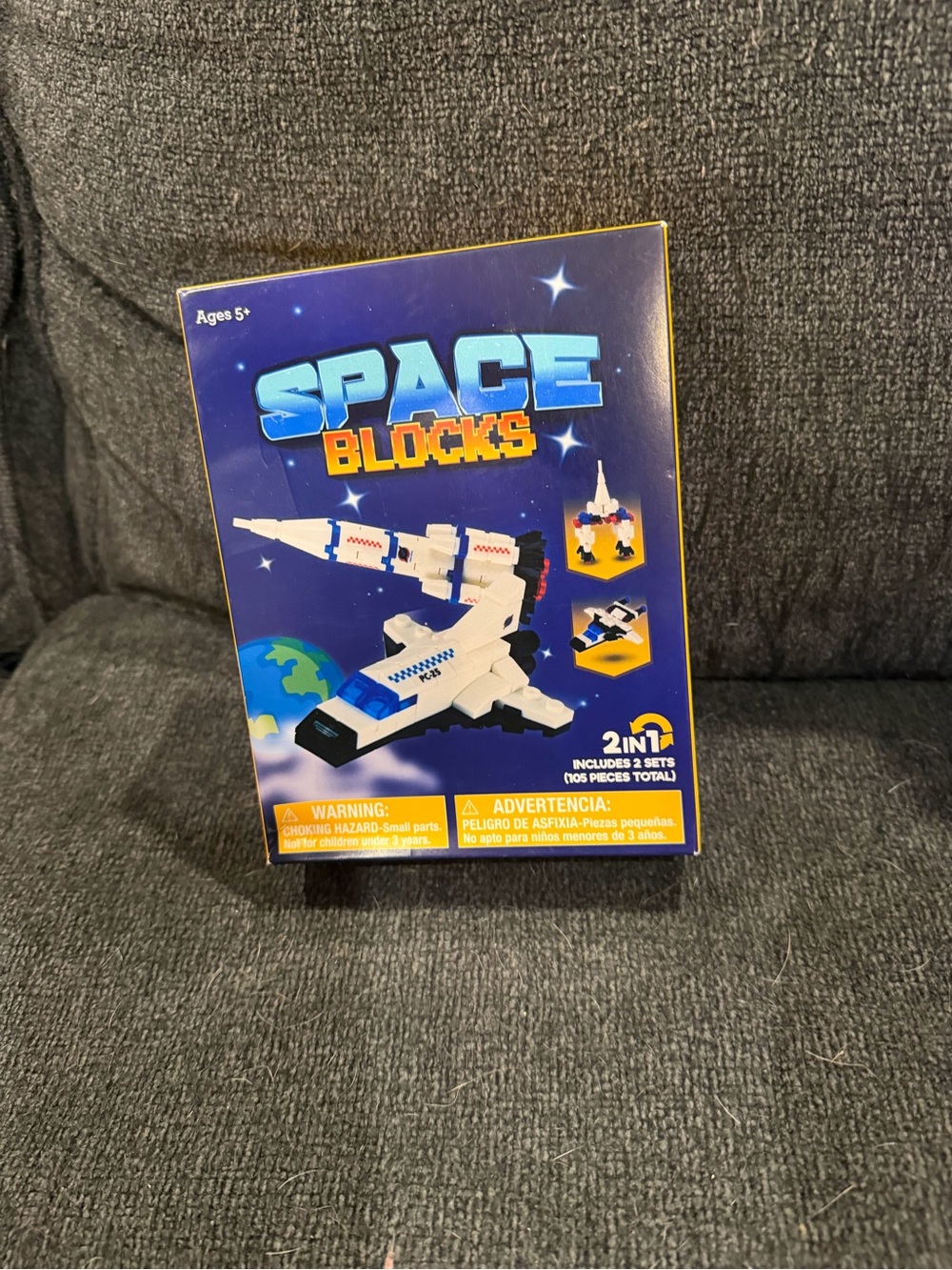 Space Blocks White & Blue Space Shuttle Building Toy